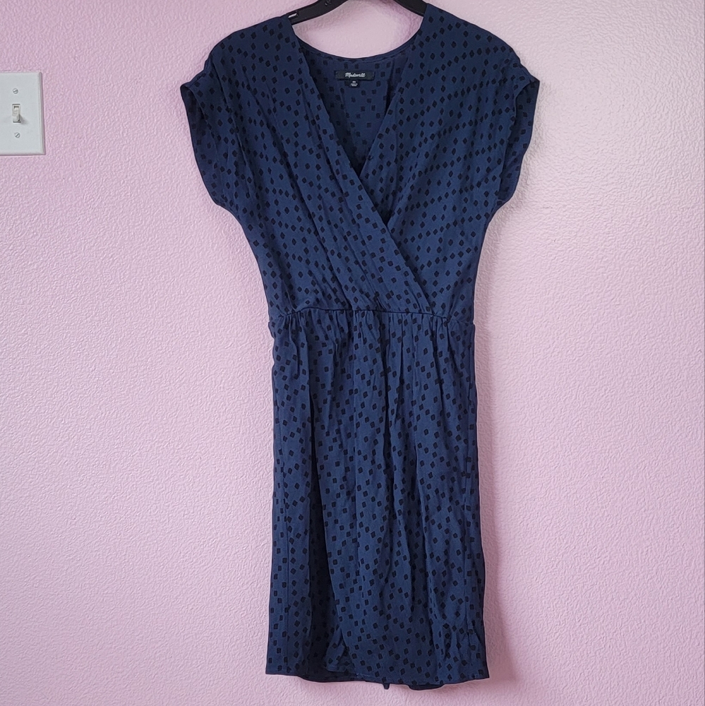 MADEWELL Wrap front dress in brushstroke/ XS.